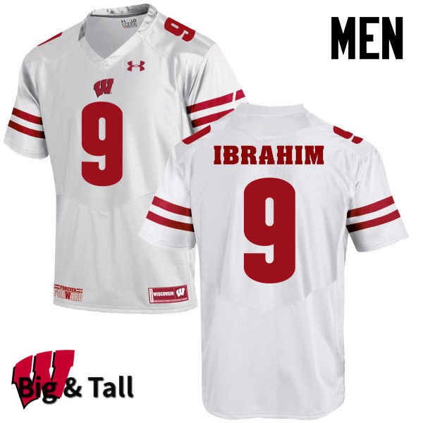 Wisconsin Badgers Men's #9 Rachid Ibrahim NCAA Under Armour Authentic White Big & Tall College Stitched Football Jersey BV40S50JS